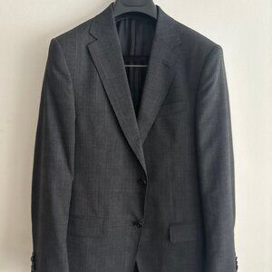 $2750 Z Zegna Grey Wool Prince of Wales Check Suit- 36 Pants 30-31